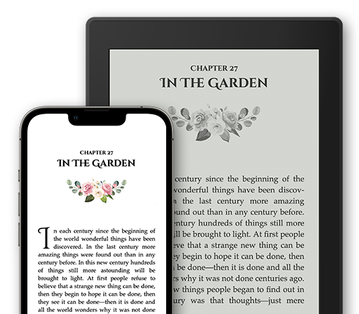 Ebooks shown on an iPhone and a Kindle e-reader