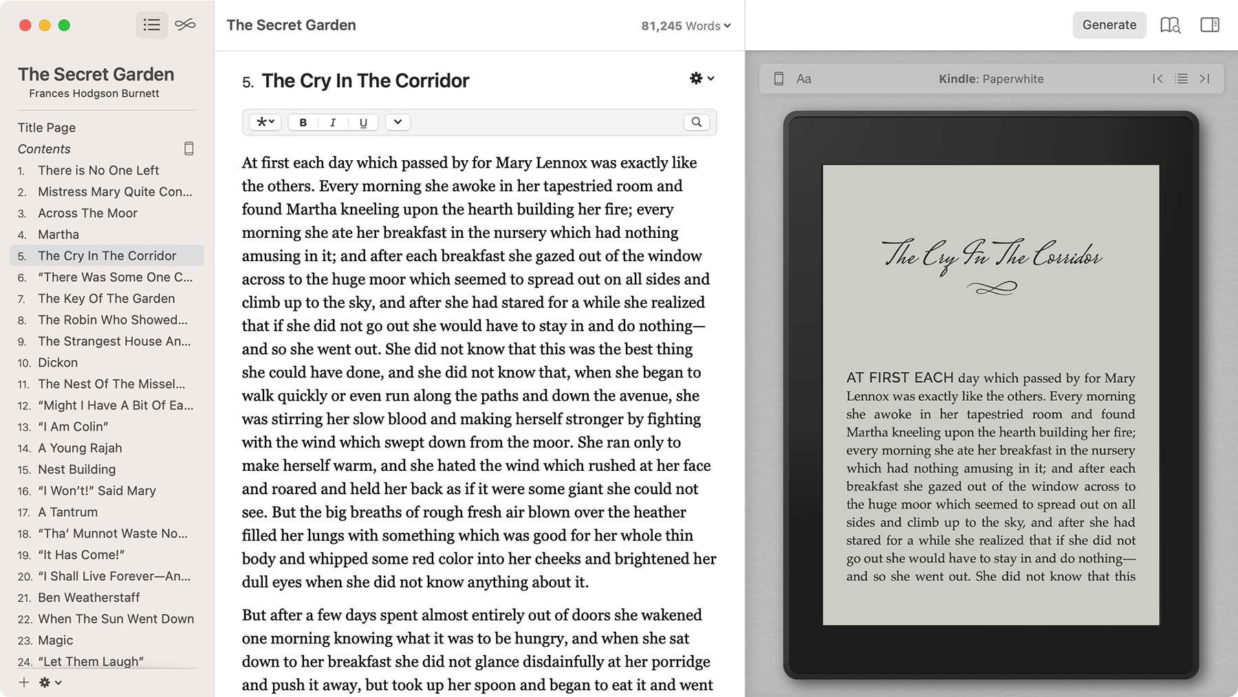 kindle previewer says no table of contents